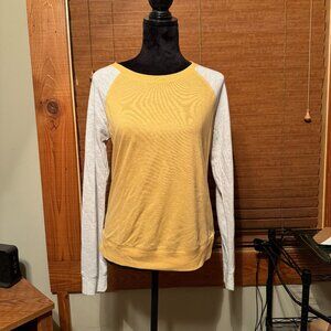 Womens Maurices Mustard and White Long Sleeve Top Size Medium